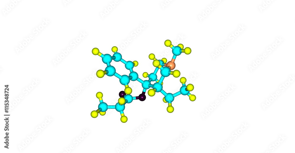 Meprodine molecular structure isolated on white