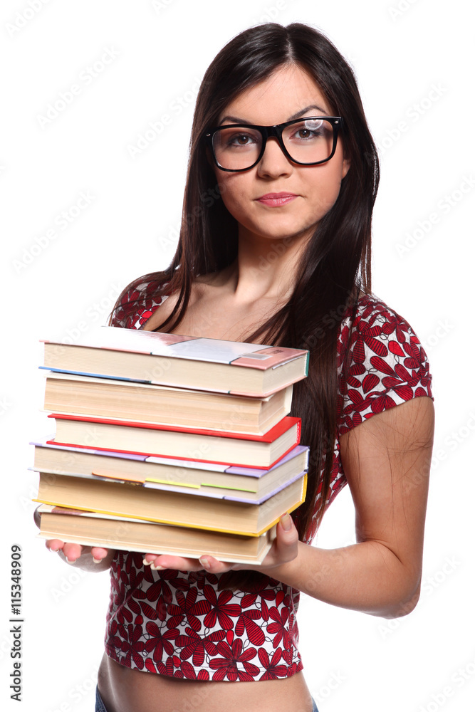 College girl with books College girl with books