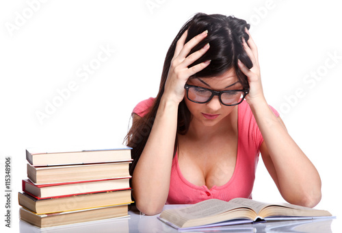 College girl with books photo