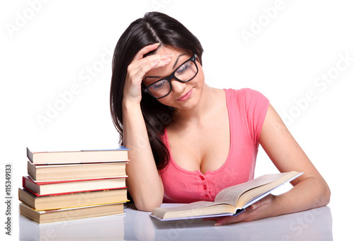 College girl with books