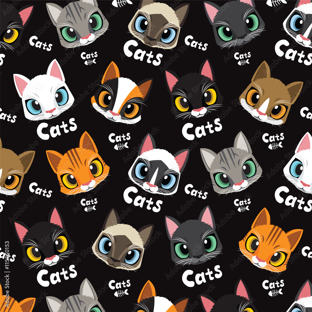 Love Cute Cats Pattern Love Cute Cats Pattern