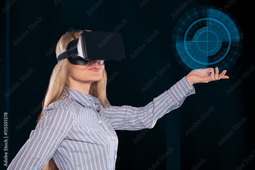 Woman in virtual reality headset Woman in virtual reality headset