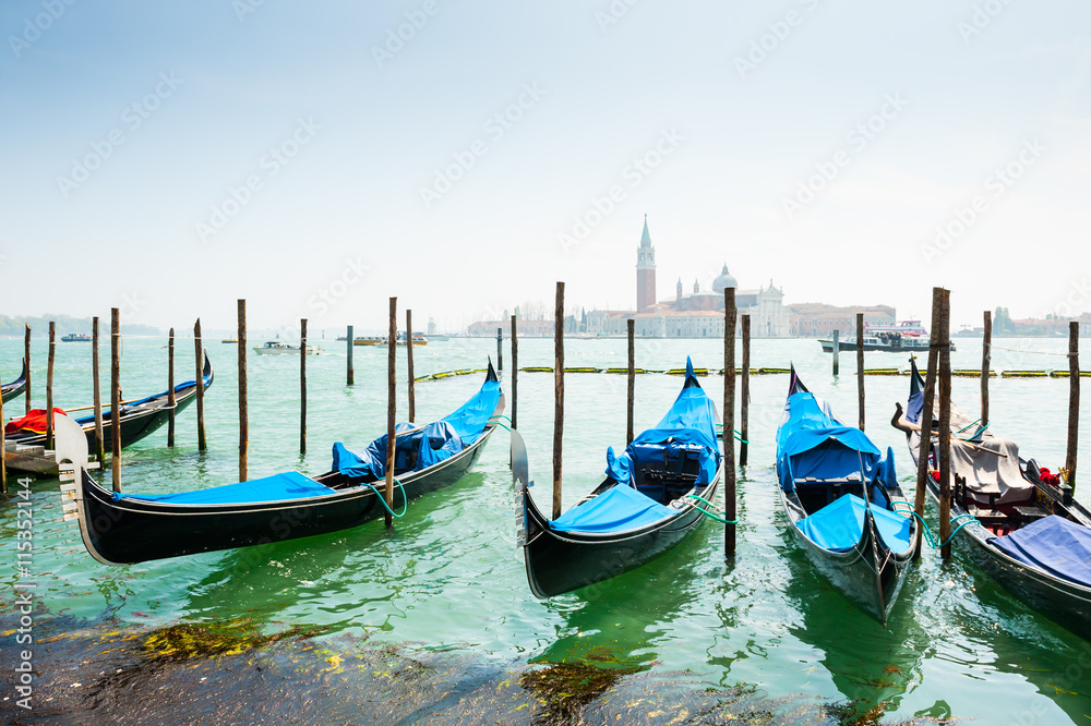 Grand canal and gondolas in Venice, Italy