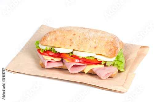 Tomato, salami and cheese sandwich