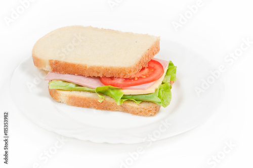 Tomato, salami and cheese sandwich