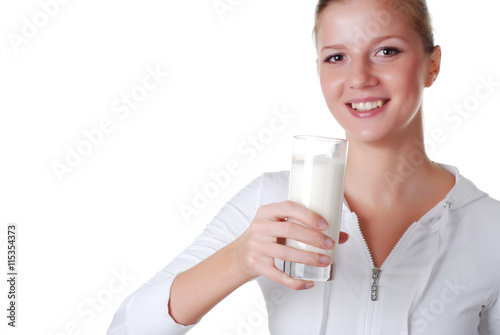 woman with glass of milk