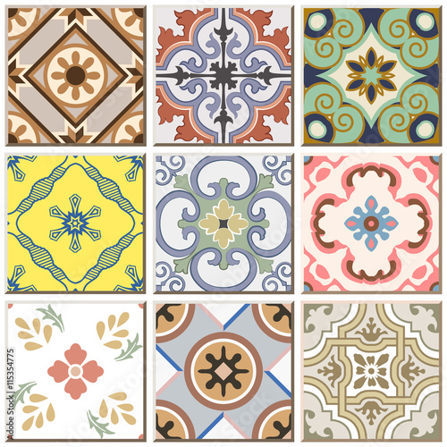 Vintage retro ceramic tile pattern set collection 044
