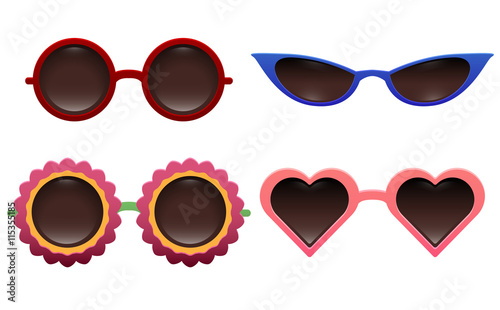 Set of various summer sunglasses. Vector element for your creativity