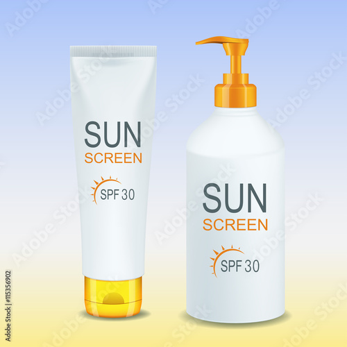 tubes of sun cream. Vector