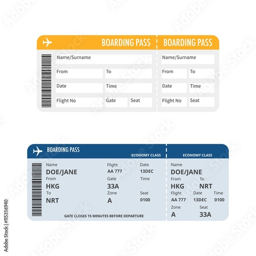 boarding pass vector, flat design