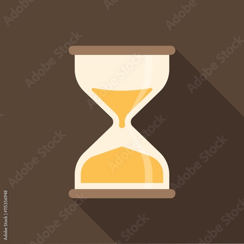 hourglass icon with long shadow, flat design