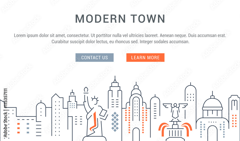 Website Banner and Landing Page Modern Town