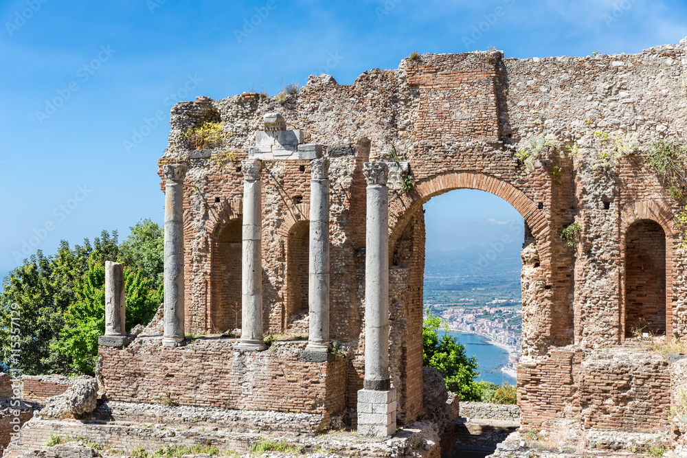 Greek theater Taormina city with a by look at Siciliy