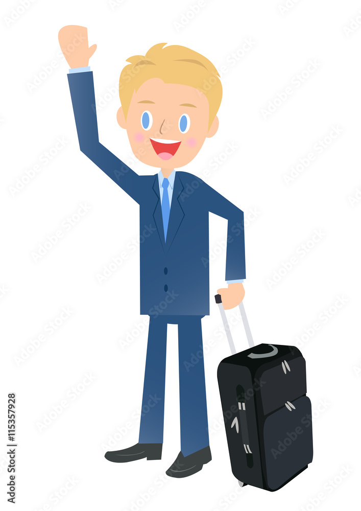 出張するビジネスマン、男性会社員のイラスト素材