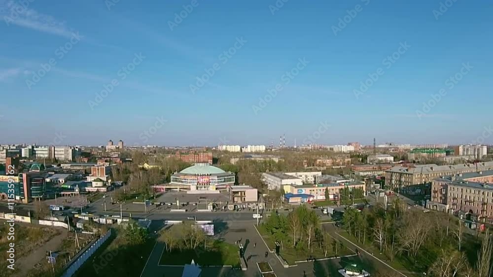 Quadrocopters takes a nice street in a big city