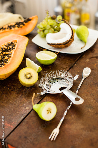 Fruits. Ingredients por a Tropical Cocktail photo