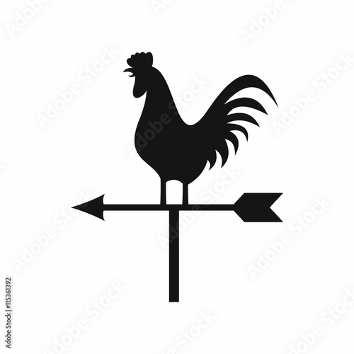 Weather vane with cock icon in simple style isolated vector illustration