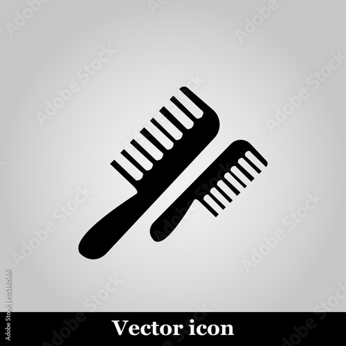 Flat comb icon on grey background, vector illustration