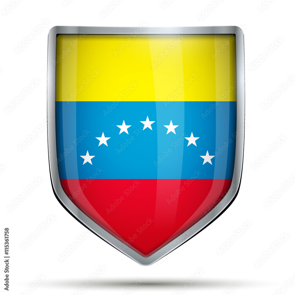 Obraz premium Shield with flag Venezuela