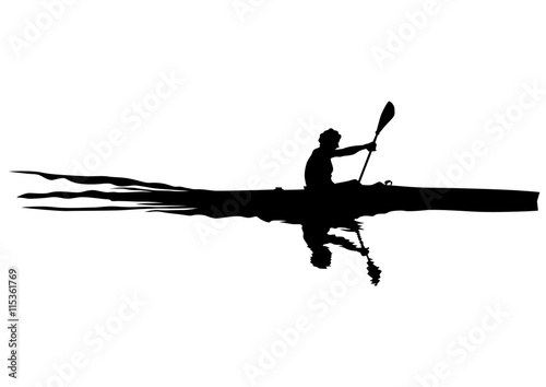 Athletes whit kayak on white background