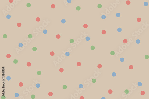 Pastel green blue red polka dots background