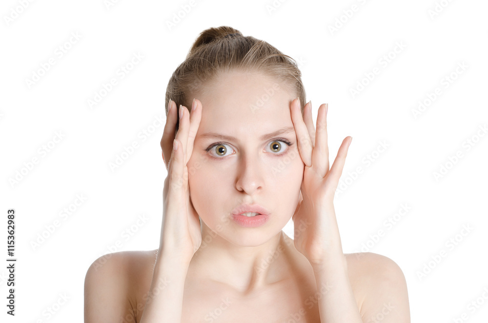 Portrait of beautiful woman on white background Portrait of beautiful woman on white background
