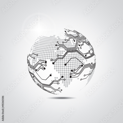 vector icon global technology concept, abstract background