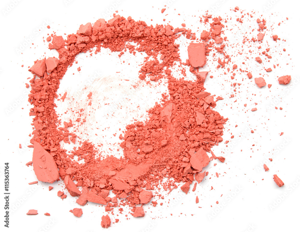 crushed pink eyeshadow isolated on white background crushed pink eyeshadow isolated on white background