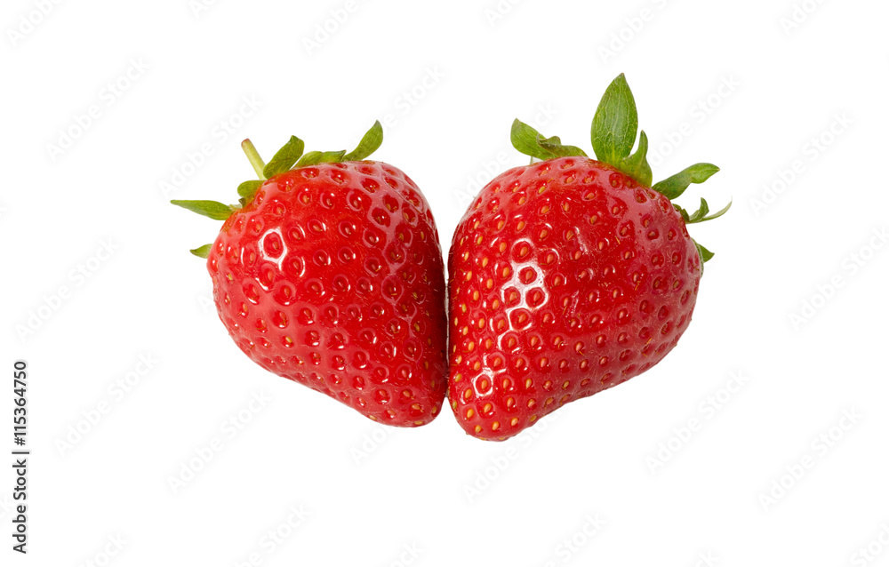 Two strawberries close up on white background Two strawberries close up on white background