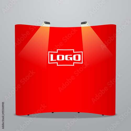 Red Empty Backdrop Pull Frame for Design. Vector Illustration
