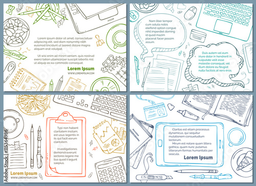 Vector set of office workplace / education backgrounds.