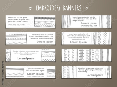 Set of white horizontal textile banners.