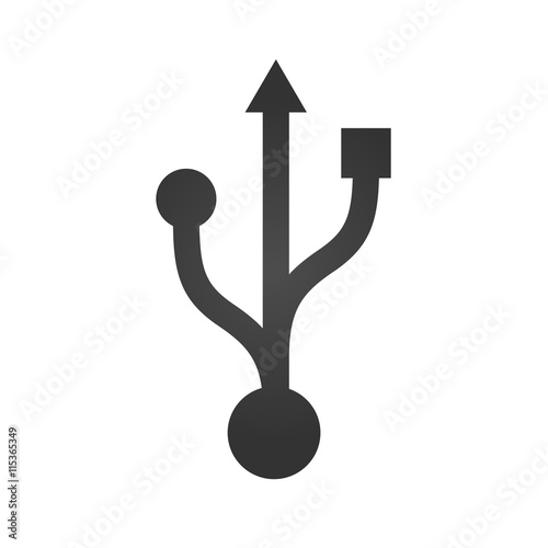 Usb icon. USB sign. Simple flat logo of usb sign terminal on white background. Vector illustration.