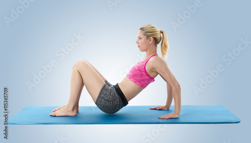 Woman doing stretching exercises..