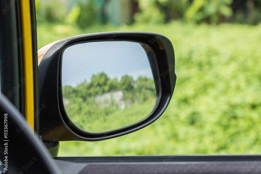 side rear-view mirror on a modern car