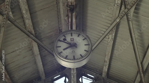 Old Retro Clock On Station