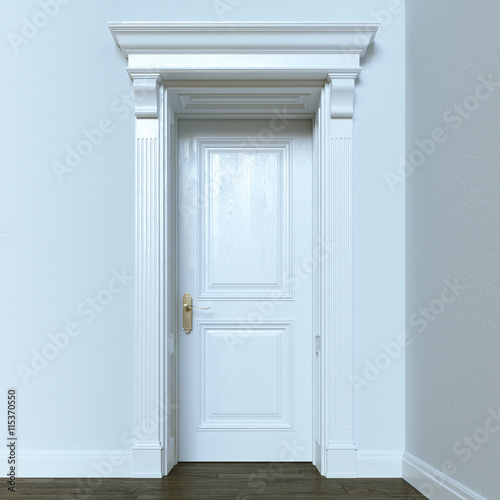 White classic wooden interior door. 