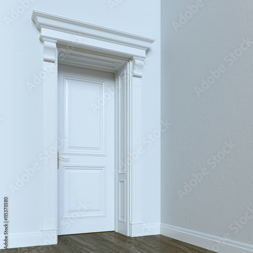 White door in the new modern interior.  © 3DArt