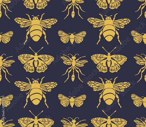 Hipster seamless pattern with Insects . Abstract triangular style. Vector background. photo