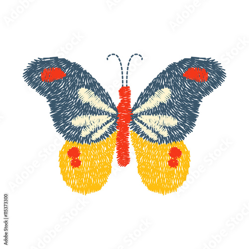 embroidery butterfly design for clothing. isolated insect vector
