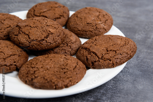 Sweet chocolate cookies  in plate