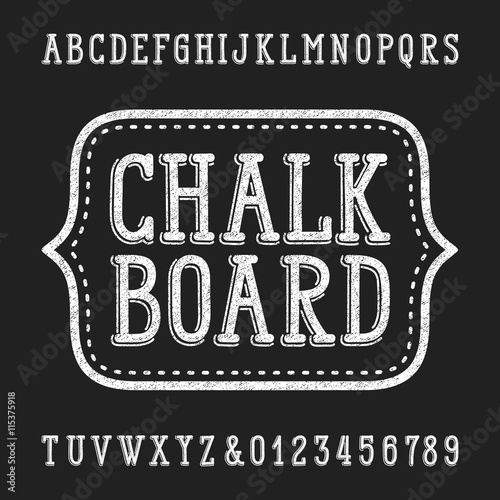 Chalk board hand drawn font. Vector alphabet - type letters and numbers.