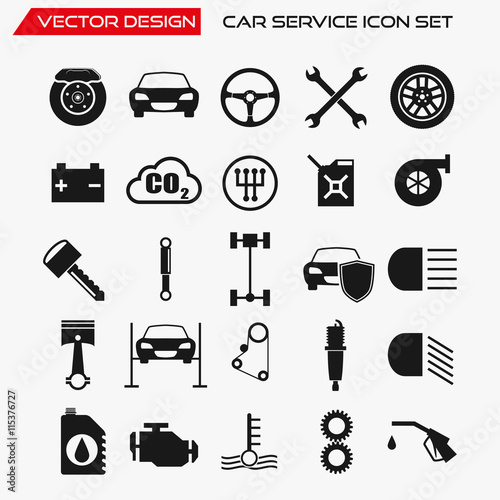 Car service icon set, vector symbols photo