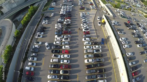 Aerial shot of car parking - Fish Eye photo