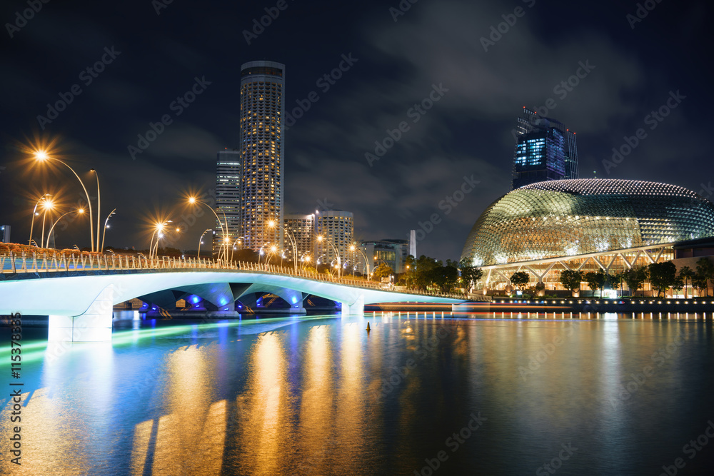 Fototapeta premium Esplanade Bridge over Marina Bay and the Esplanade in Singapore