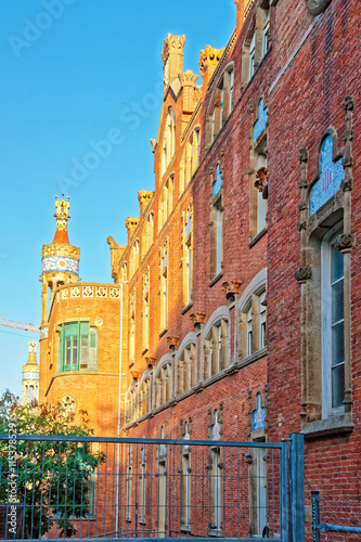 Sunset in the Hospital de Sant Pau in Barcelona