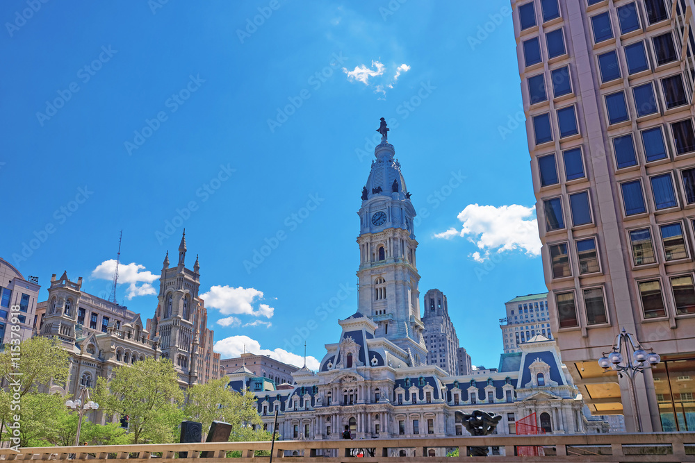 Philadelphia City Hall with William Penn sculpture on Tower