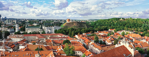 Panorama of Upper Castle and Cathedral Square in Vilnius