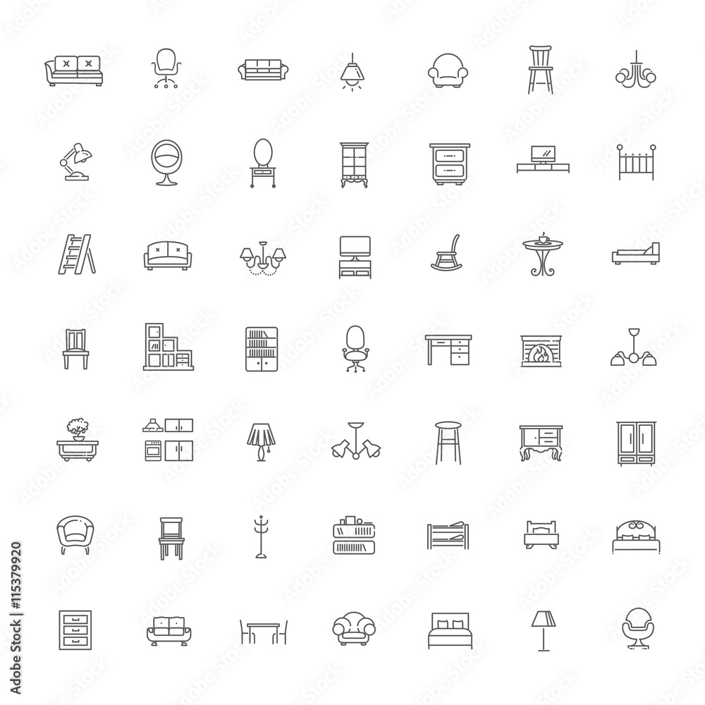 Furniture and home decor icon set Furniture and home decor icon set