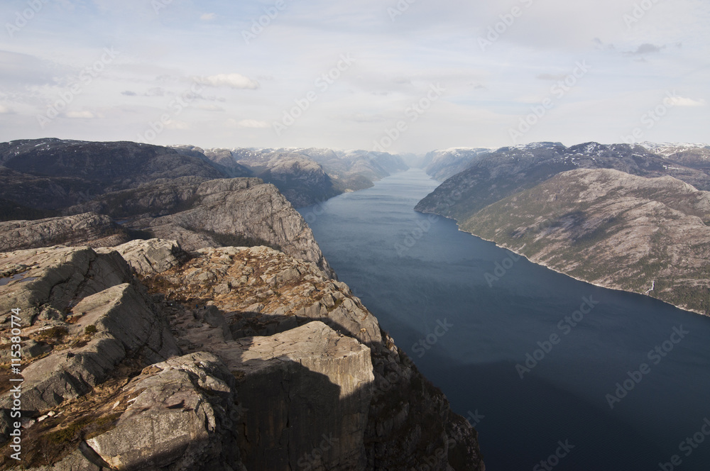 Norway, Preikestolen / Preikestolen or Prekestolen, also known by the English translations of Preacher's Pulpit or Pulpit Rock, is a famous tourist attraction in Forsand, Ryfylke, Norway.